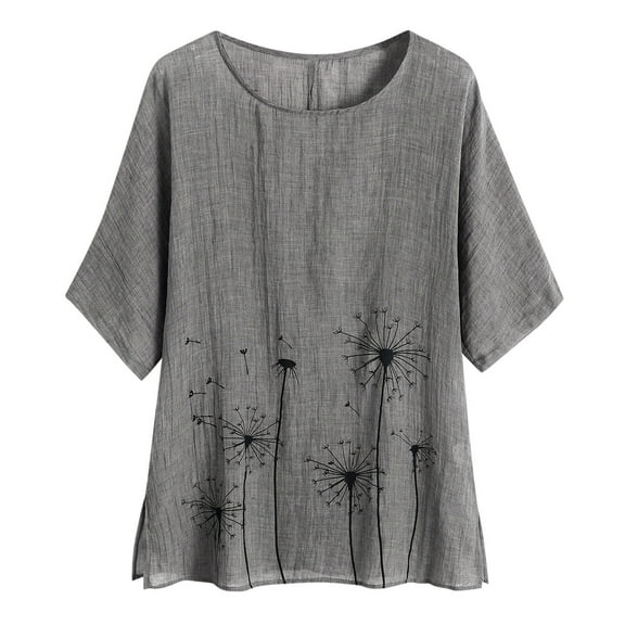 Patlollav Womens Tshirts Under $10, Tops for Women Tees Casual Crew Neck Short Sleeve Loose T Shirt Ladies Cotton Linen Shirts