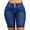 Blue, variant on vigerkar Womens Mid Rise Roll Bermuda Stretch Denim Jean Shorts Blue, L