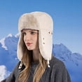 thumbnail image 2 of ZQUUVOU Winter Hats Trapper Trooper Hat With Ear Flaps Russian Ushanka Hats Men Women Waterproof Windproof Beige, 2 of 3