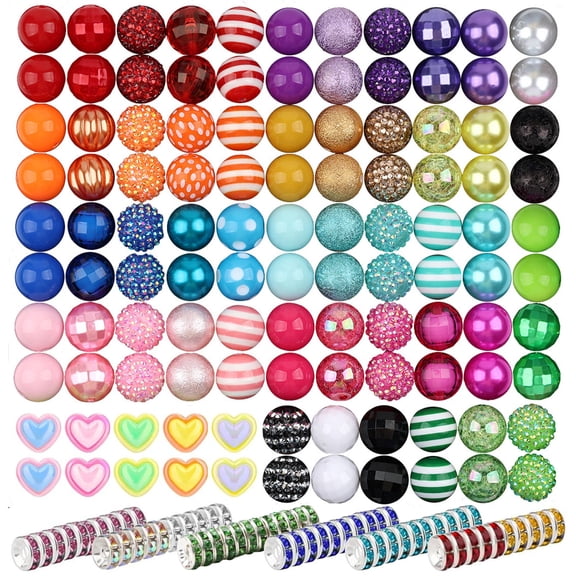 170 Pieces 20 MM Acrylic Rhinestone Beads Jewelry Making, Beadable Sparkle Beads for Bracelets Mixed Charms Crystal Kit DIY Round Bulk Necklace Pens Keychains Crafts Accessories