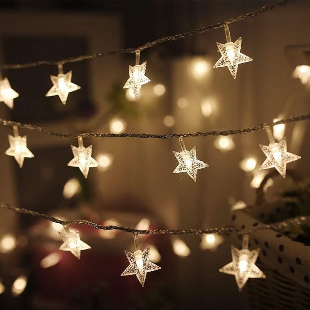 Details about   Indoor Christmas Party Decor String Star Fairy Lights Warm White 10/20/30/40 LED 