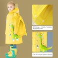 thumbnail image 4 of Chubasquero amarillo de dinosaurio para niños y niñas, capa de lluvia, chaqueta impermeable con capucha, impermeable reutilizable de 5 a 6 años, 4 of 5