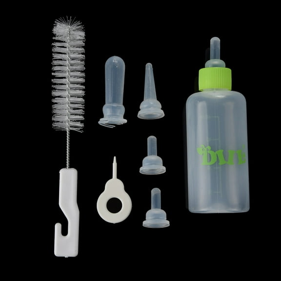 KBKYBUYZ 7PCS/ Set Pet Puppy Feeding Bottle Small Dog Cats Milk Nursing Care Kit Liquid Feeding Supplies 60ML with 4 Replacement Nipples,1 Brush and 1 Needle for Pet Supplies, Green