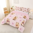 thumbnail image 2 of Erosebridal Kids Cute Capybara Full Size Comforter Sets 3 Pieces,Boys Girls Cartoon Bow Animal Bedding Sets,Pink Reversible, 2 of 7