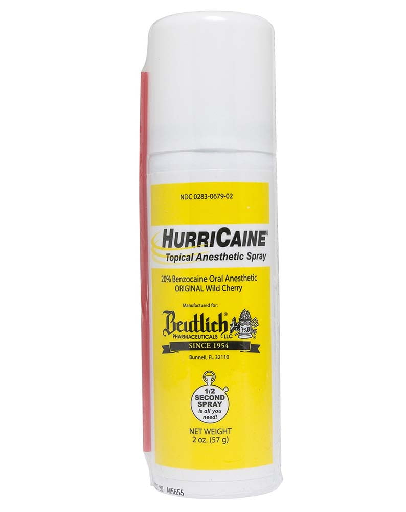 HurriCaine Wild Cherry Topical Benzocaine 20% Oral Anesthetic Spray, 2 Oz.