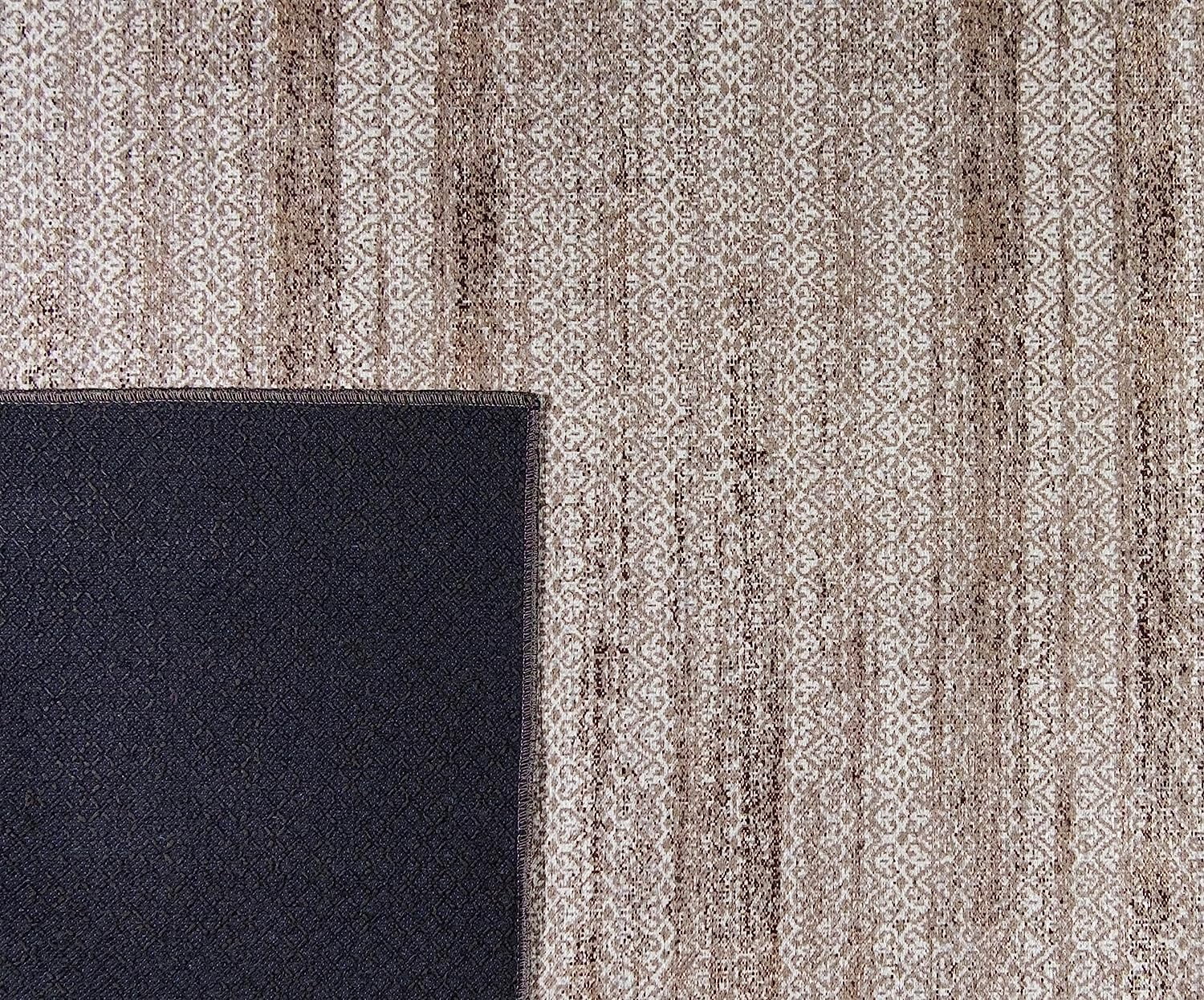Gloria - Washable Area Rug Low Profile Bordered Washable Runners Anti Slip Backing Rugs for Living Room Light Weight Foldable Carpet