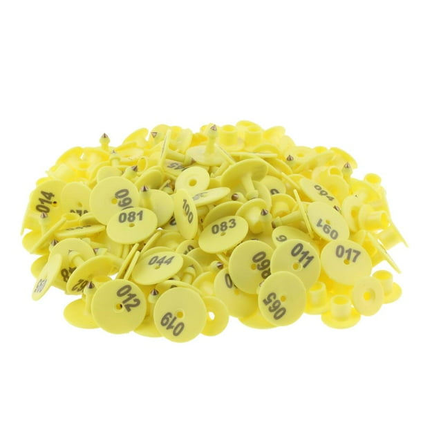 100PCS Número De Identificación De Ganado DYNWAVEMX Etiqueta de oreja para cerdo Cabra Oveja Amarillo