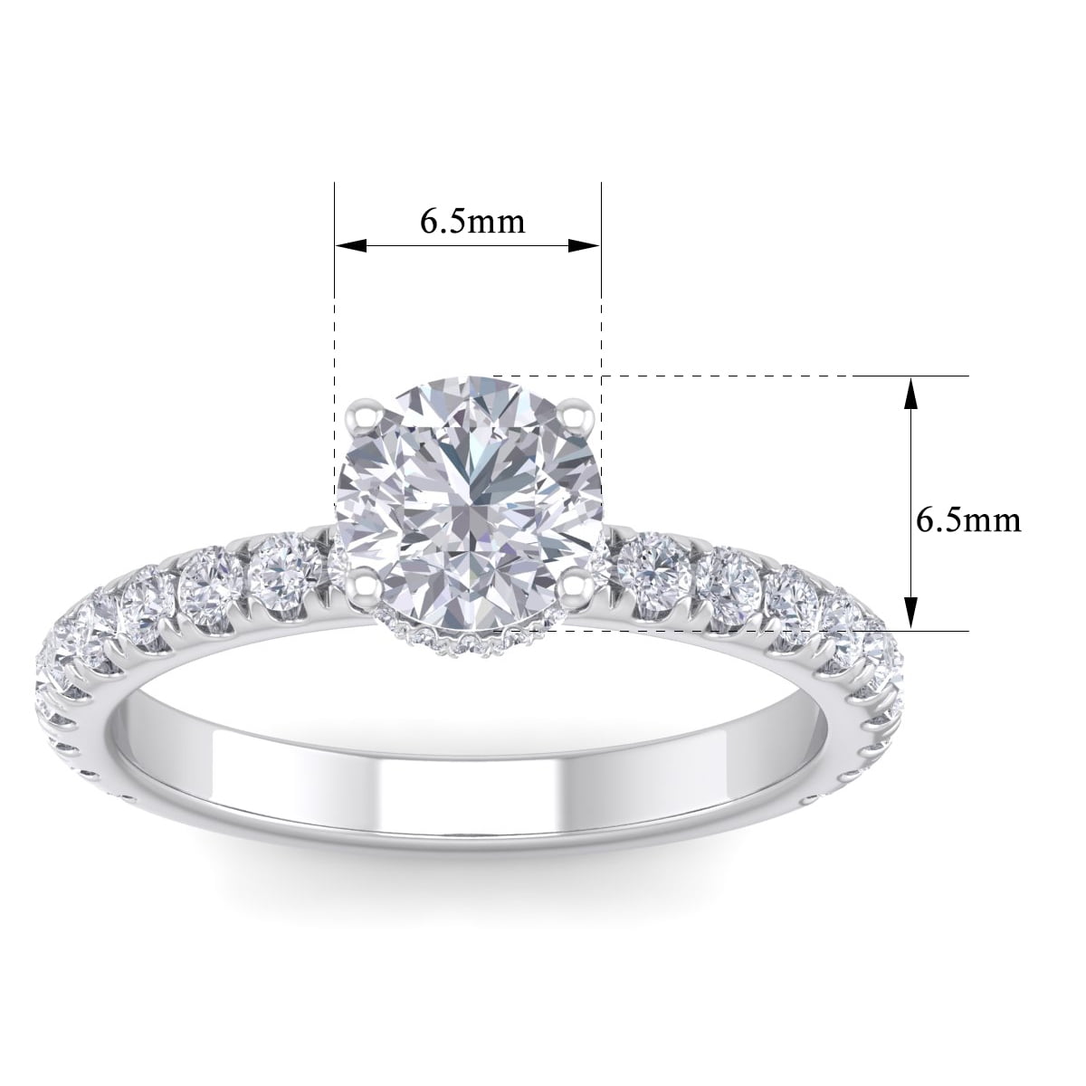 SuperJeweler 1 1/2 Carat Round Shape Hidden Halo Moissanite Engagement Ring In 14 Karat White Gold For Women