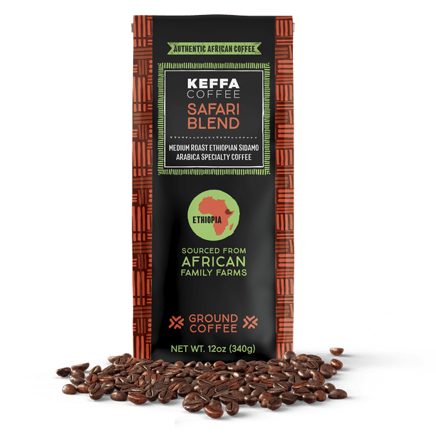 Keffa Coffee Safari Blend Coffee, Medium Roast, 12 oz.
