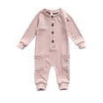 thumbnail image 2 of xiaxaixu Babies Casual Romper, Solid Color Round Collar Long Sleeve Jumpsuit, 2 of 9