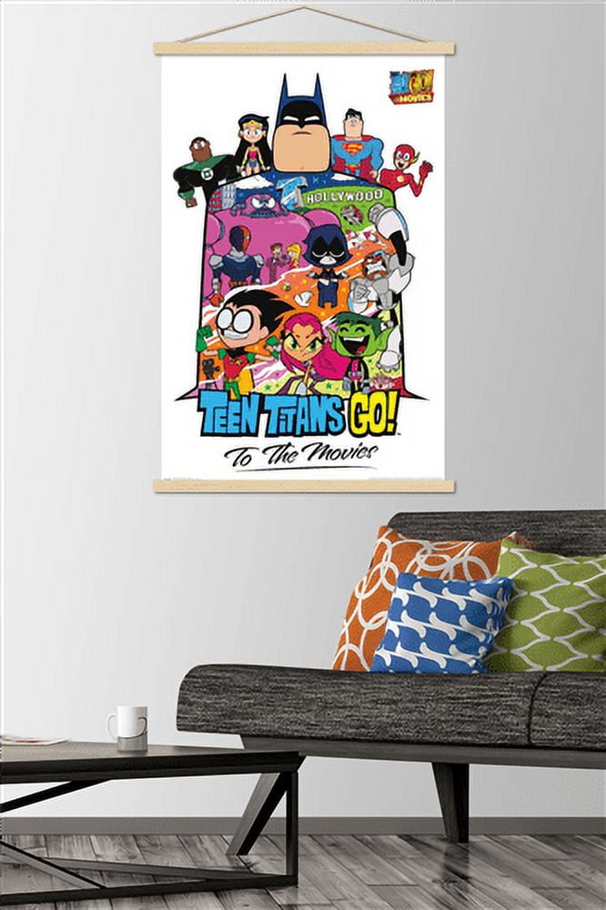 DC Comics Movie - Teen Titans Go! To The Movies - Collage Wall Poster with Wooden Magnetic Frame, 22.375" x 34"