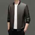thumbnail image 4 of Chaqueta de cuero genuino para hombre, estilo coreano, corta, ajustada, con cuello de béisbol, informal, de moda, para otoño y primavera, 4 of 4