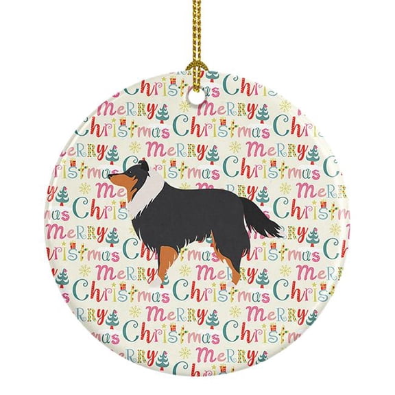 Sheltie/Shetland Sheepdog Merry Christmas Ceramic Ornament 2.8 in x 2.8 in