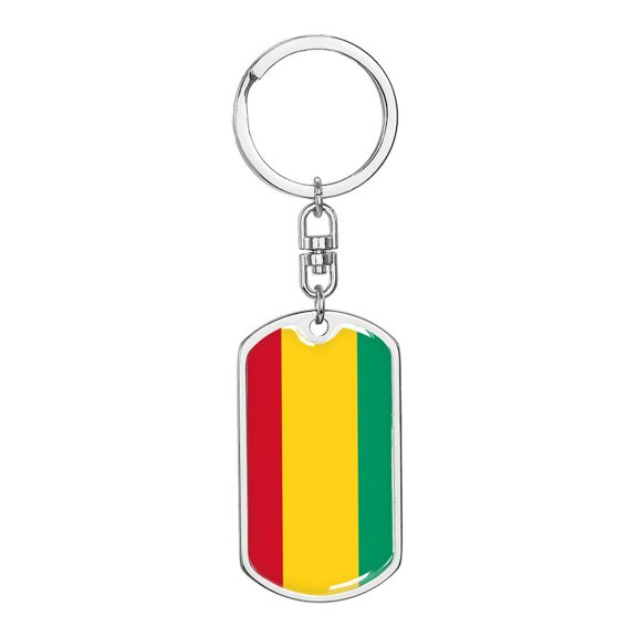 Guinea Flag Keychain Dog Tag Stainless Steel or 18k Gold