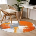 thumbnail image 5 of Burnt Orange Grey Round Rugs 4ft, Oil Painting Smear Modern Abstract Art Non Slip Washable Rug Runner, Low Pile Indoor Floor Carpet Mat Bathroom Rugs for Living Room, Bedroom, Kids Room, 5 of 9