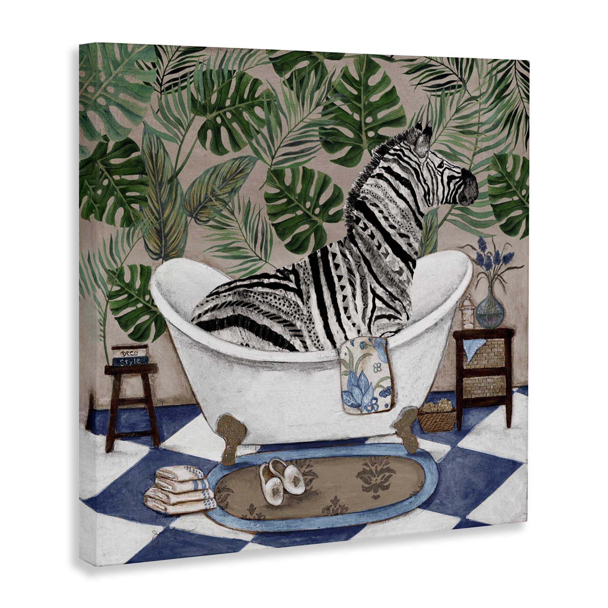 Stupell Industries Zebra in Tropical Bathtub Canvas Wall Art, design by Janet Tava