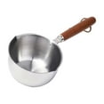 thumbnail image 2 of Clearance Items! Stainless Steel Hot Oil Pan with Wooden Handle 150Ml, Hilingoto Stainless Hot Oil Pot with Wooden Handle New Oil Pot Container for Kitchen Cooking Oil Strainer Pot(Heat Oil in Pan), 2 of 9