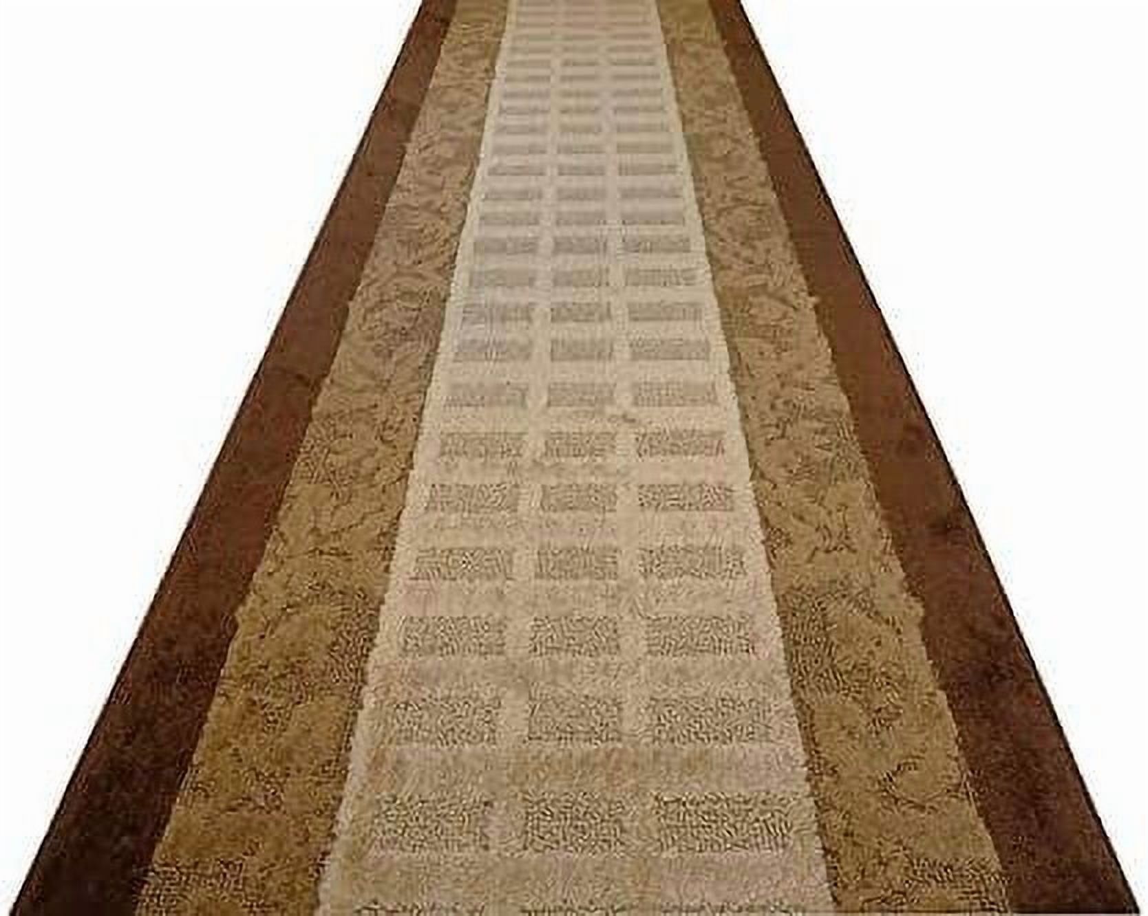 Cut Hallway Runner Rug, Slip Resistant, 31 Inch Wide X Your Choice Of Length, Leaves Brown, 31 Inch X 26 Feet