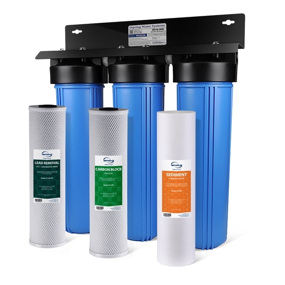 iSpring SGS-Tested Lead Removal Whole House Water Filter System, Reduces Sediments, Chlorine, and up to 99% Lead, Model: WGB32B-CPB