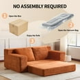 thumbnail image 4 of Loveseat Sofa, Comfortable Deep Seat Sofa Bed, Reversible Cushion with Pillows, Modern Small Corduroy Couch for Living Room, Bedroom, Apartment, Office, No Assembly Required, Orange, 4 of 6