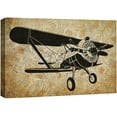 thumbnail image 3 of PixonSign Canvas Print Wall Art Vintage Biplane on Brown Background Transportation Airplanes Illustrations Realism Contemporary Aerial Fun Sepia for Living Room, Bedroom, Office - 32"x48", 3 of 5