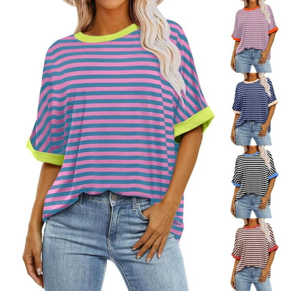 Jsaierl Women's Oversized T Shirts Short Sleeve V Neck Summer Tops Casual Loose Basic Plain Tee Shirts 2025 Trendy Outfits