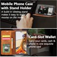 thumbnail image 2 of Premium PU Leather Flip Folio Case for Xiaomi 11T/11T Pro, Magnetic Closure Protective Case Kickstand Card Cash Slot Shockproof Durable Wallet Cover Soft TPU Inner Phone Case - Brown, 2 of 16