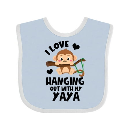 

Inktastic Monkey I Love Hanging out with My Yaya Boys or Girls Baby Bib