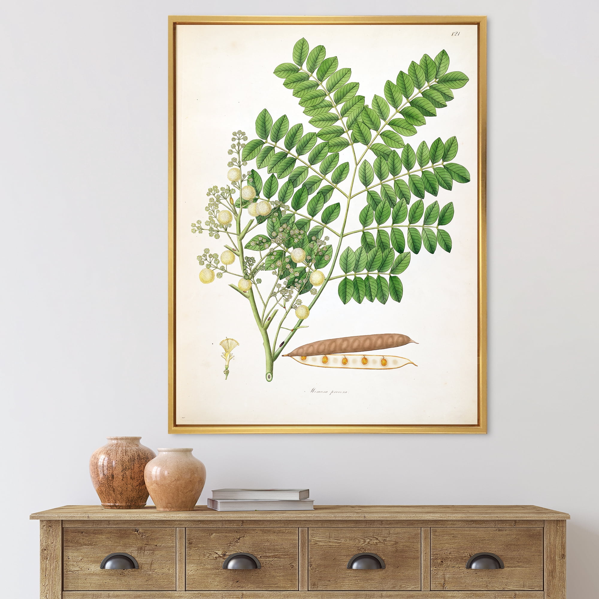 Ancient Botanicals VII 12 in x 20 in Framed Painting Canvas Art Print, by Designart