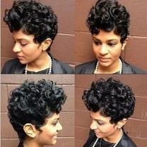 human hair wigs for women Fsahion Wavy Natural Short Wig Parting Curly Black Wigs Synthetic wig Adult Female Costume Wigs Toupees, Black