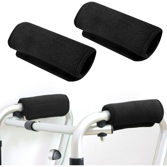 Hautllaif 2-Pack Walker Grip Covers, Soft Padded Foam Handle Covers for Folding Walkers, Blcak