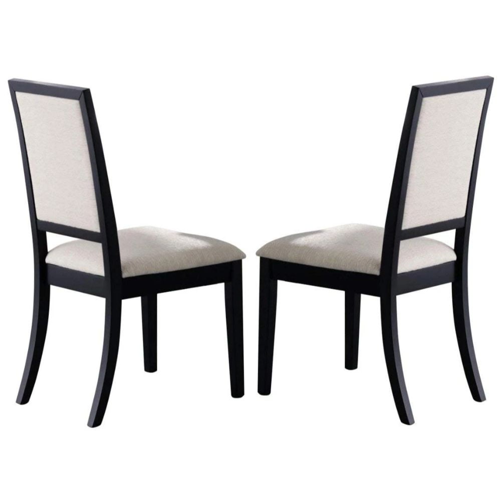 Photo 1 of Upholstered Dining Side Chairs Black and Cream (Set of 2)