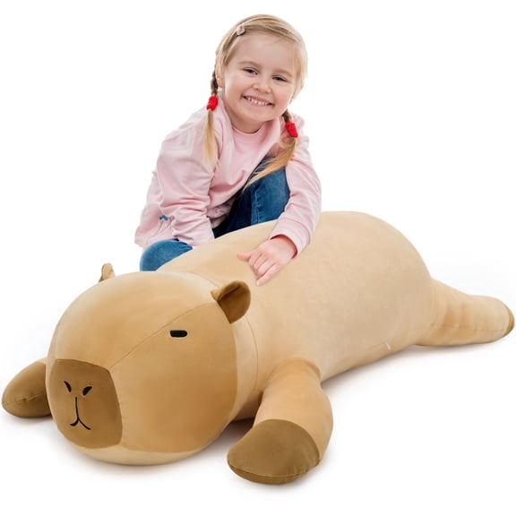 Tezituor 43.3'' Capybara Stuffed Animal Giant Capybara Body Pillow Toy