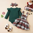 thumbnail image 5 of Baby Girl Christmas Clothes Plaid Outfits Long Sleeve Romper Overall Skirt Dress Cute Newborn Outfit Festive Wear五点描述：, 5 of 9