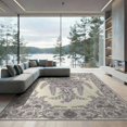 thumbnail image 2 of ODIKA 6'x9' Washable Area Rug Purple Symmetrical Centerpiece Cascading Blossoms Ornate Lilac for Dining Room, Under Table, Office Décor, Non-Slip Chair-Friendly, 2 of 7