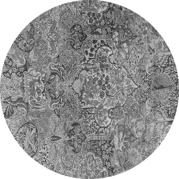 Ahgly Company Indoor Round Persian Gray Traditional Area Rugs, 4' Round