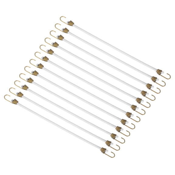 Uxcell Bungee Cords with Hooks, (10 Inch, White)(12 Pcs), Adjustable Rubber Stretchy Straps Heavy Duty Short Elastic Bungee Cord for Luggage Roof Rack Hang Outdoor Tent Tarp