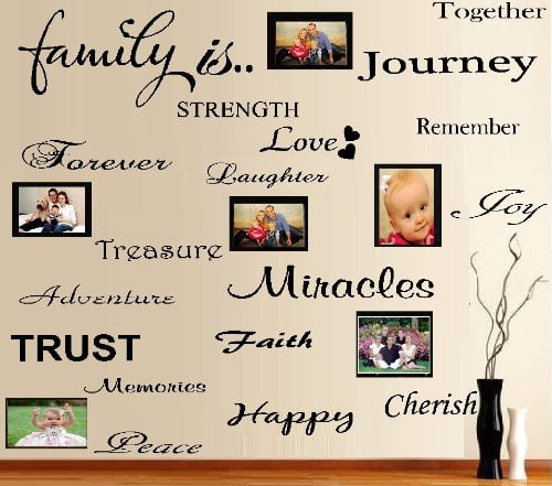 Picture Collage Words Family Wall Decal Set of 20 Words Quote Vinyl Art Sticker 