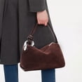 thumbnail image 3 of Genuine Leather Hobo Bag, Women's Suede Crescent Underarm Crossbody Shoulder Purse, 3 of 8