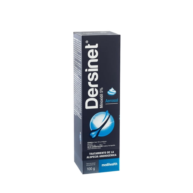 Dersinet Aerosol Minoxidil 5% | Ideal Para el Cuidado del Cuero Cabelludo con Caída Capilar | Para Hombre y Mujer | Frasco en Aerosol Espuma con 100 gr