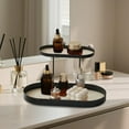 thumbnail image 4 of YingYouFu Two Tier Tabletop Organizer, Metal and Leather Display Tray for Cosmetics Jewelry Perfume, Bathroom Bedroom Desk Storage Rack, 4 of 6