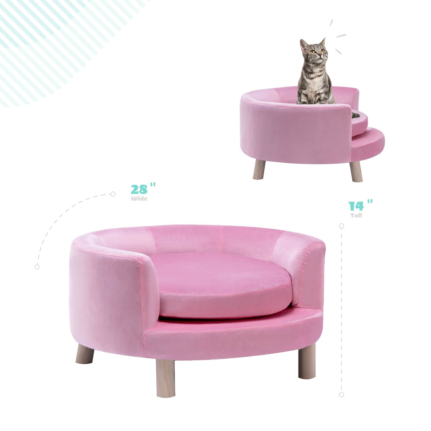 Critter Sitters 28-In. Elegant Pink Faux-Velvet Circular Pet Bed for Small to Medium-Sized Dogs and Cats