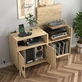 thumbnail image 7 of Record Player Stand, Vinyl Record Storage Cabinet with Charging Station, Turntable Stand with Record Storage for Living Room, Wood, 7 of 7
