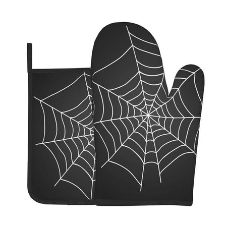 

Vsdgher A Web With A Spider Oven Mitts and Pot Holders 2 pcs Set High Heat Resistant Kitchen Oven Glove for Baking and Cooking