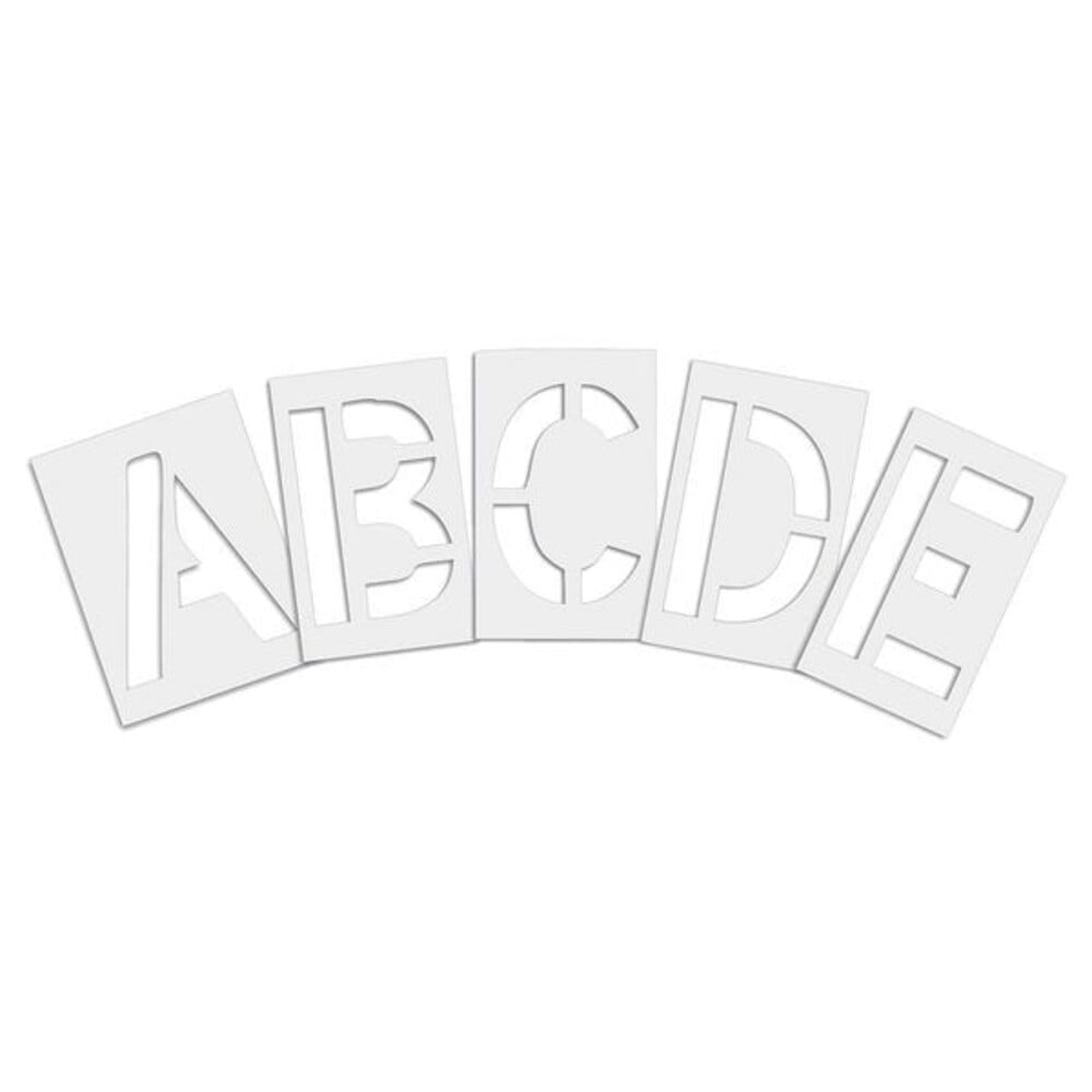 Pavement Stencil, Letter Set, A Thru Z, Blanks, 12 in Character Height, Highway Gothic Font, Clear