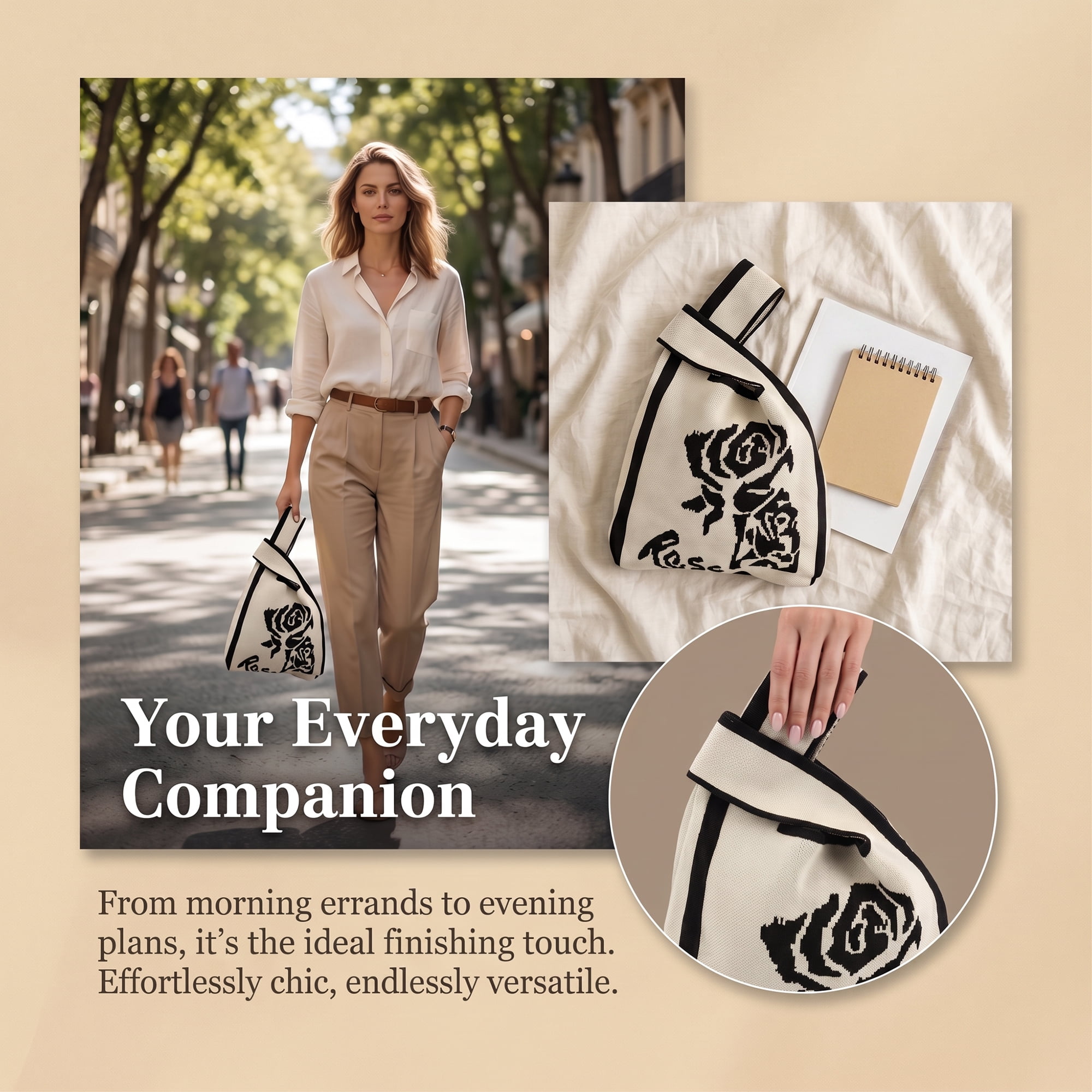 Unique Bargains Geometric Gift Reusable Tote Bags with Handles 7.5" x 13.4" Beige