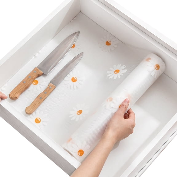 Shelf and Drawer Liner for Kitchen Cabinet Non Adhesive Non Slip Thickened Waterproof Cabinet Liner Mat with Fashionable Pattern for Dresser Cupboard
