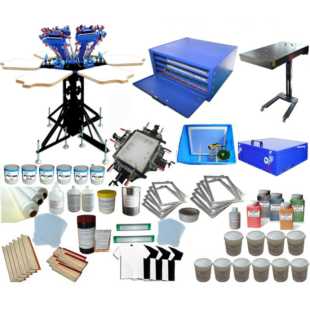 Techtongda 6 Color Full Set Screen Printing Kit 6 Color 6 Station