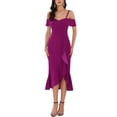 thumbnail image 1 of INSPIRE CHIC Vestidos de fiesta para mujeres con tirantes de espagueti, vestido midi con volantes para invitadas de boda, 2XL, púrpura, 1 of 6