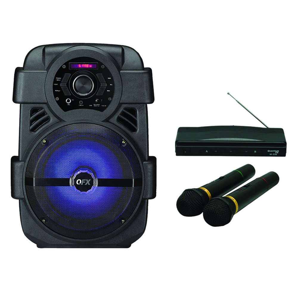 QFX PBX8 8" Rechargeable Bluetooth Party Speaker & M336 Wireless